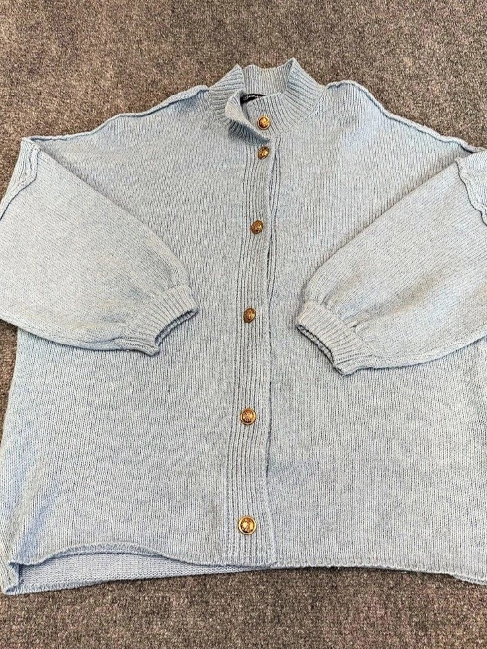 PrettyGarden Women's Winter Button Down Cardigan Sweater Mock Neck Lantern Long